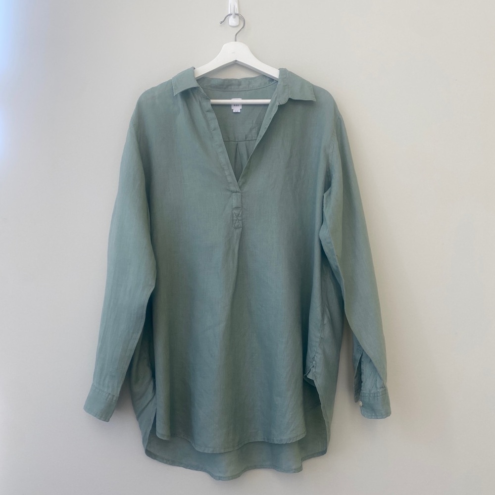 GAP sage green linen tunic